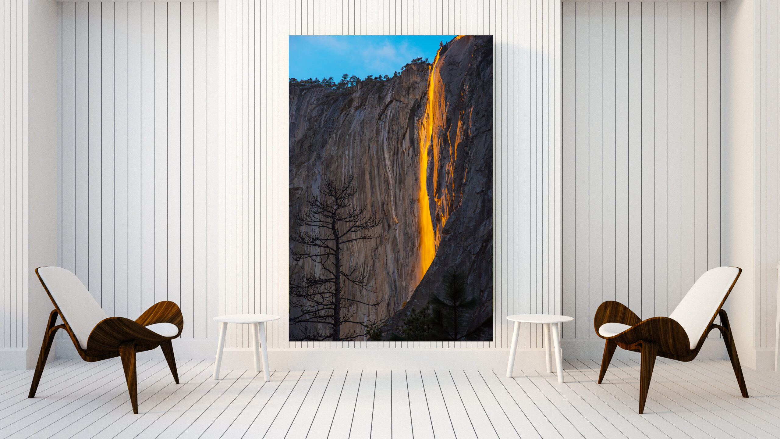 horsetsil Falls fine art photograph i modern setting.